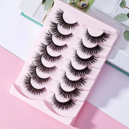 7 Pairs Pack 3D Wispy Cat Eye Fake Lashes Natural Look