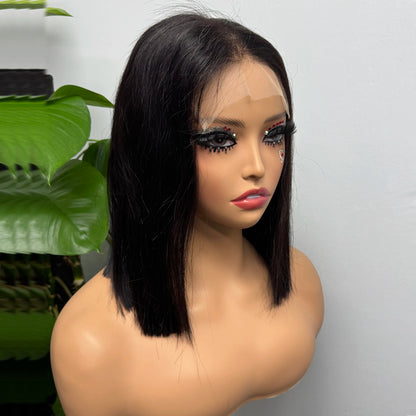 Vietnamese Human Hair 300% Density Double Drawn Bone Straight Bob Human Hair Wigs 5x5 Transparent Lace Closure Wig for Women