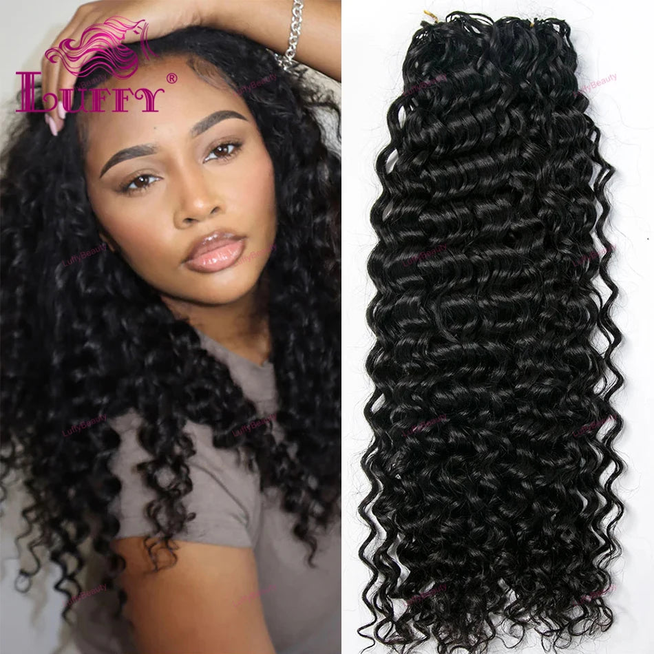Curly Crochet Human Hair Extensions Knotless Pre-Separated Human Hair Water Wave Feather Hair Extensions 120g 100strands