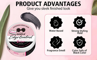 Edge Control Wax for Women Strong Hold Non-greasy Covering Gray Hair Edge Styling Gel for Black No Flaking Hairstyles Pomade