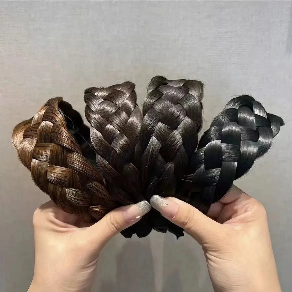 Wig braided headband five-strand braid thickened wide-brimmed hairband handmade women's hair accessories