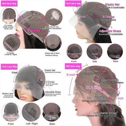 360 Lace Front Wig Human Hair Body Wave Invisi Strap Snug Fit 360 Transparent Lace Frontal Wigs Pre Cut Lace Wig