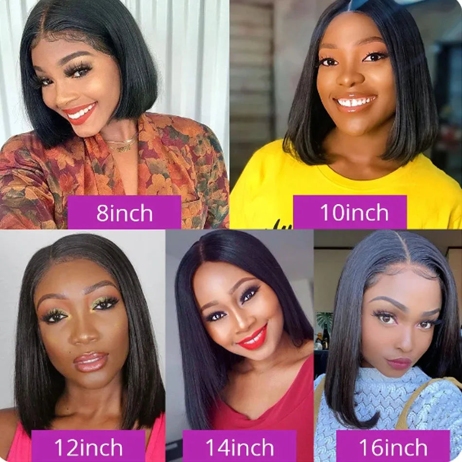 Glueless Wigs 13x4 Short Bob Wigs Bone Straight Lace Front Human Hair Wigs for Women Brazilian HD Transparent Lace Frontal Wigs