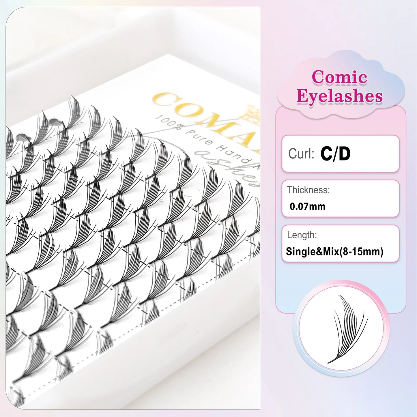 CoMango New Spire Lashes Tower Fans Premade Spikes Eyelash Extensions Single/Mix 8-15mm for Anime Eyelashes Makeup Free Shipping