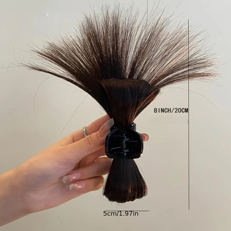 Synthetic  Women Half-tie Hair Claw Feather Shuttlecock Head Lazy Head Clip Wig Catch Clip High Ponytail Hair Accessories