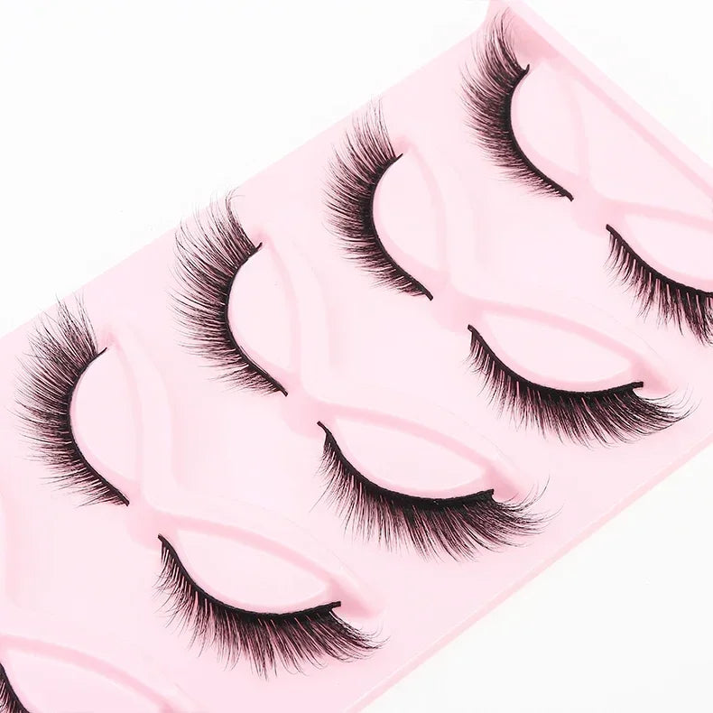 5 Pairs Cat Eye Lashes Faux Mink Eyelashes Natural long Manga Lashes Winged End Eye Elongated Eyelashes Fake Lashes Makeup