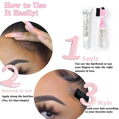 Edge Control Hair Gel Edge Brush Refillable Pocket Size Baby Hair Brush Kit Perfect Performance Long Lasting No White Residue