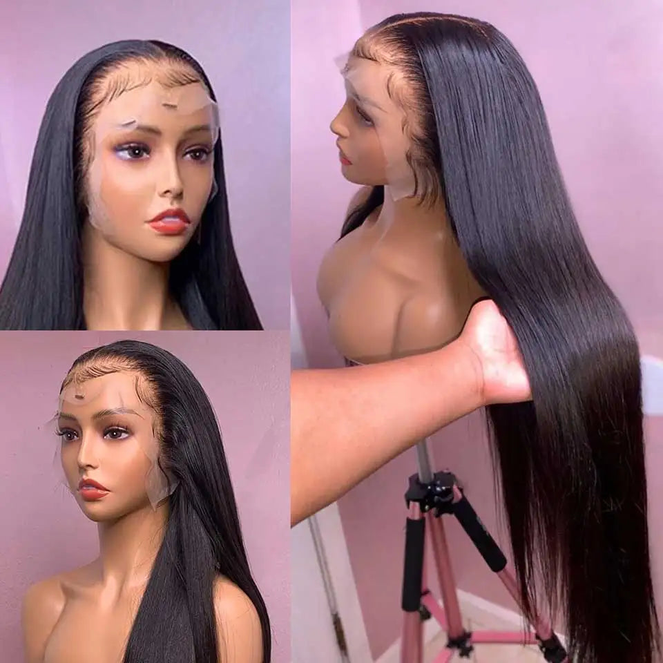13x4 13X6 Hd Lace Frontal Wig Cheap 34 Inch Peruvian Straight Lace Front Wigs Human Hair Brazilian Bone Straight Human Hair Wigs