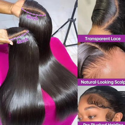 13x6 HD Lace Frontal Wigs Straight Lace Front Human Hair Wigs For Women Transparent Lace Wig 13x4 Human Hair 180% High Density