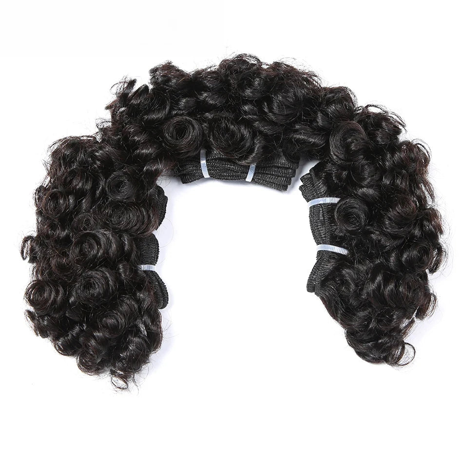 Peruvian Bouncy Curly Hair Bundles Bouncy Curly Hair Extensions 100% Human Hair Bundles Short Curly 6inch for Women