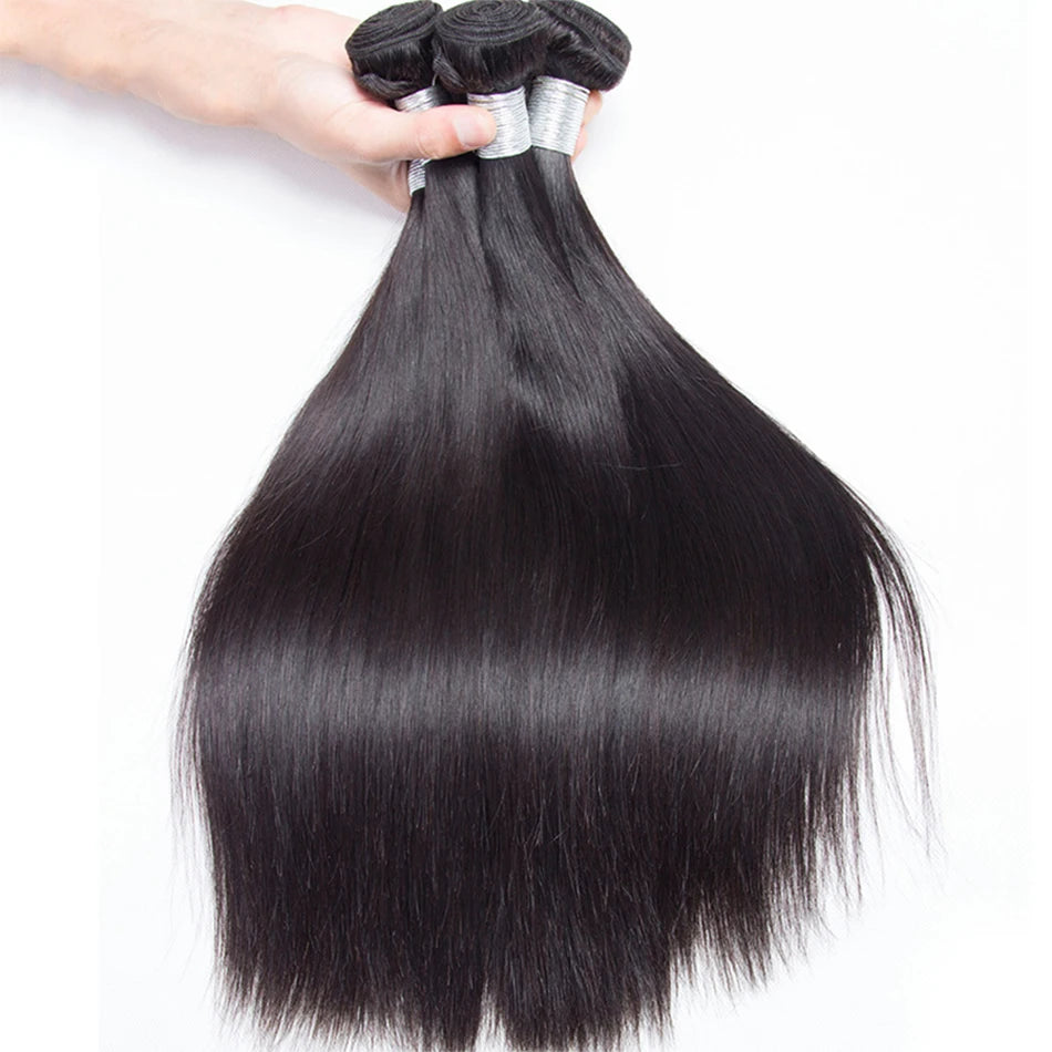 Peruvian Bone Straight Human Hair Bundles Deal Unprocessed Virgin Hair Extensions Long Thick Cheap Brazilian Hair Weave Natural