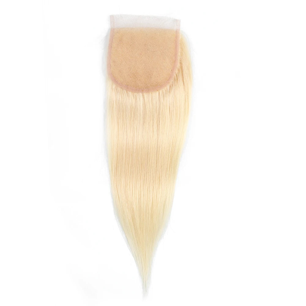 4x4 613 Lace Closure Honey Blonde 13x4 Human Hair Lace Frontal With Light Brown Swiss Lace Free Part Pre-Plucked