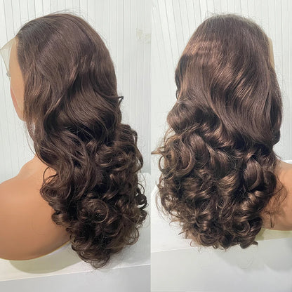 100% Malaysia Hair Bouncy Curly Wigs 250 Density Ombre Double Drawn Hair Glueless Wigs 100% Human Hair 13x4 HD Lace Frontal Wigs