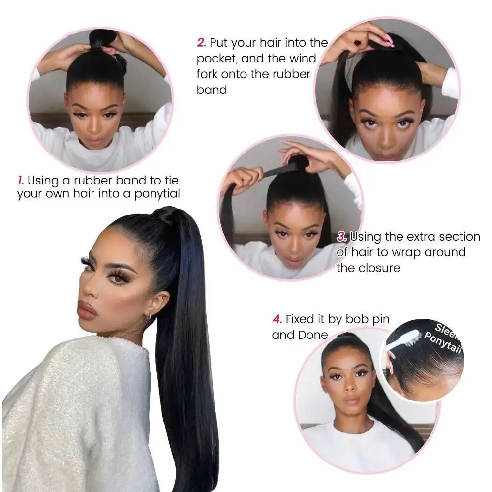 Ponytail Extensions Solid Color Clip In Ponytail Extension 100% Machine Remy Brazilian Hair Ponytail Human Hair for Women