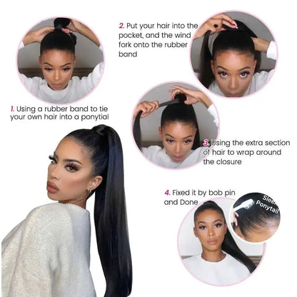 Ponytail Extensions Solid Color Clip In Ponytail Extension 100% Machine Remy Brazilian Hair Ponytail Human Hair for Women