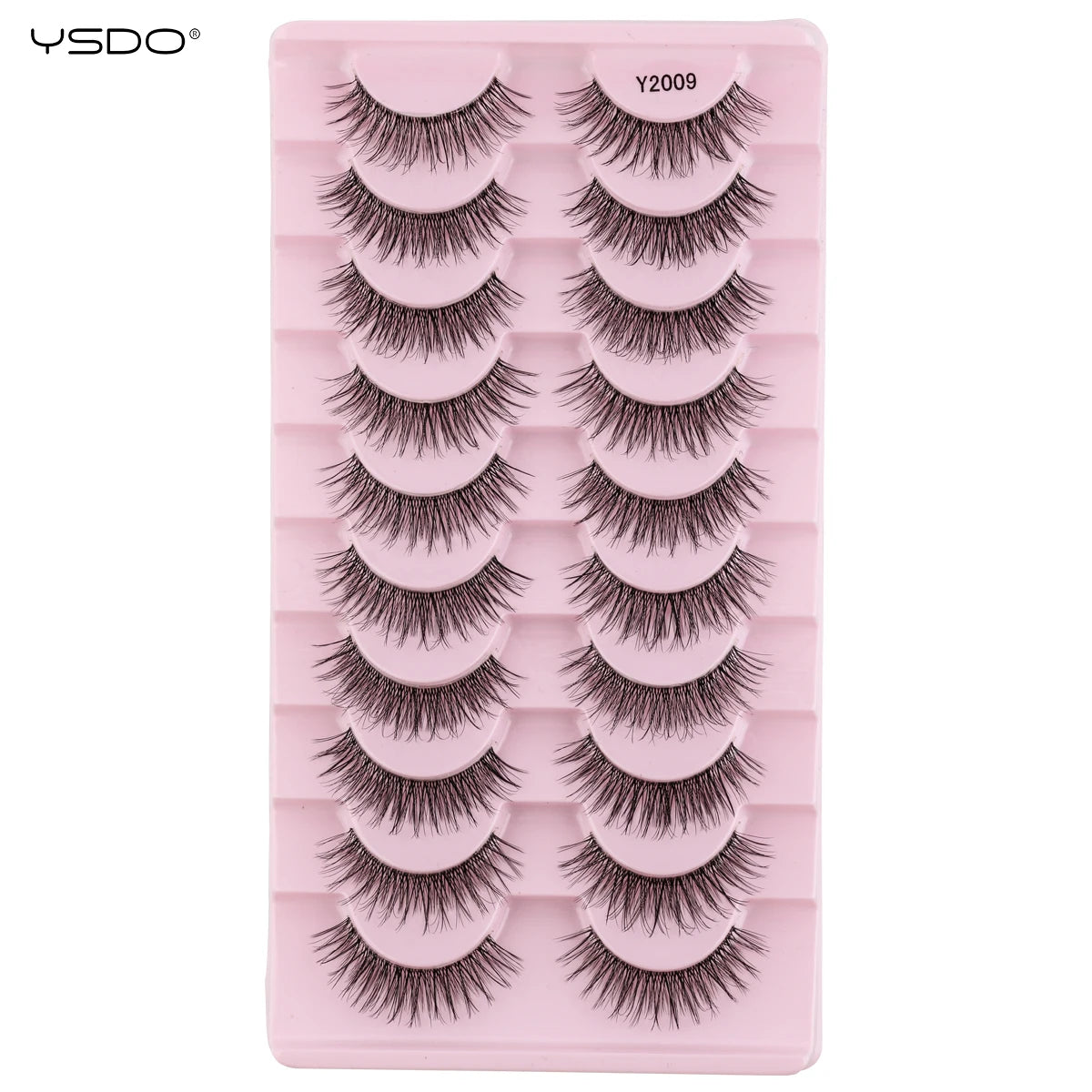 YSDO Natural Long Eyelashes 10 Pairs Wispy Soft 3D Mink Lashes Reusable Cat Eye Lashes Makeup Eyelash Extension Faux Cils