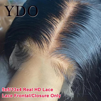 HD Lace 5x5 13x6 HD Lace Frontal Only Melt Skin Straight Hair Pre Plucked invisible 13x4 HD Transparent Lace Front Closure Only