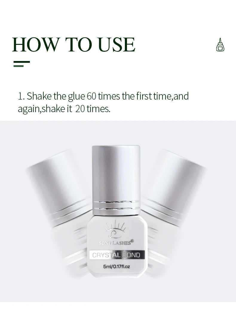 SONG LASHES Eyelash Extension Glue Individual False Lashes Transparent Clear Adhesive Kit for Professional Use 1-2 Sec Dry Time