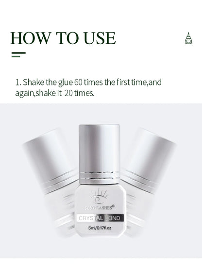 SONG LASHES Eyelash Extension Glue Individual False Lashes Transparent Clear Adhesive Kit for Professional Use 1-2 Sec Dry Time