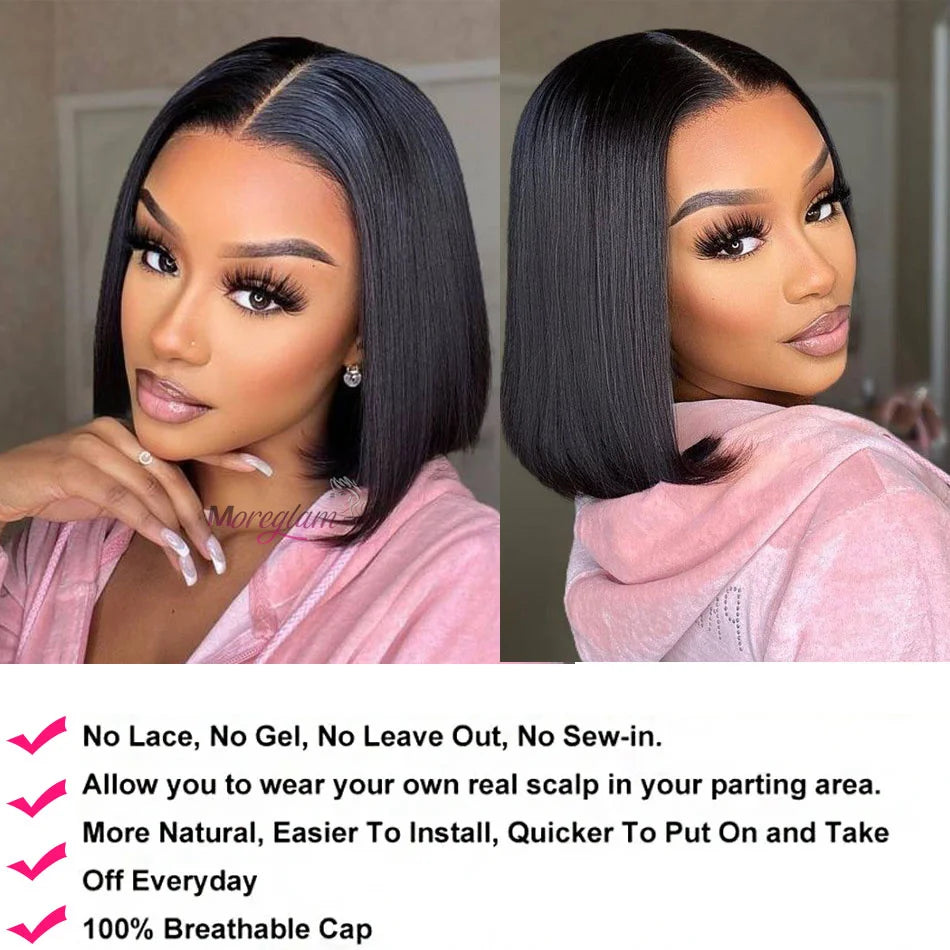 Straight Short Bob V Part Wigs Human Hair Bob Wig Short Straight V Part Bob Wig No Leave Out 180% human hair Wigs 100%U Part Wig