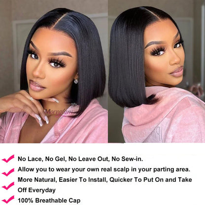 Straight Short Bob V Part Wigs Human Hair Bob Wig Short Straight V Part Bob Wig No Leave Out 180% human hair Wigs 100%U Part Wig