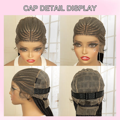 Full Lace Braided Wig Synthetic Braid Wigs Lace Frontal Wig with Baby Hair Box Braided Wig for Black Women Knotless Braid Wigs