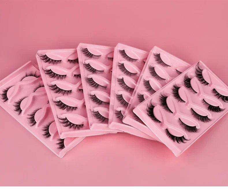 5 Pairs Cat Eye Lashes Faux Mink Eyelashes Natural long Manga Lashes Winged End Eye Elongated Eyelashes Fake Lashes Makeup