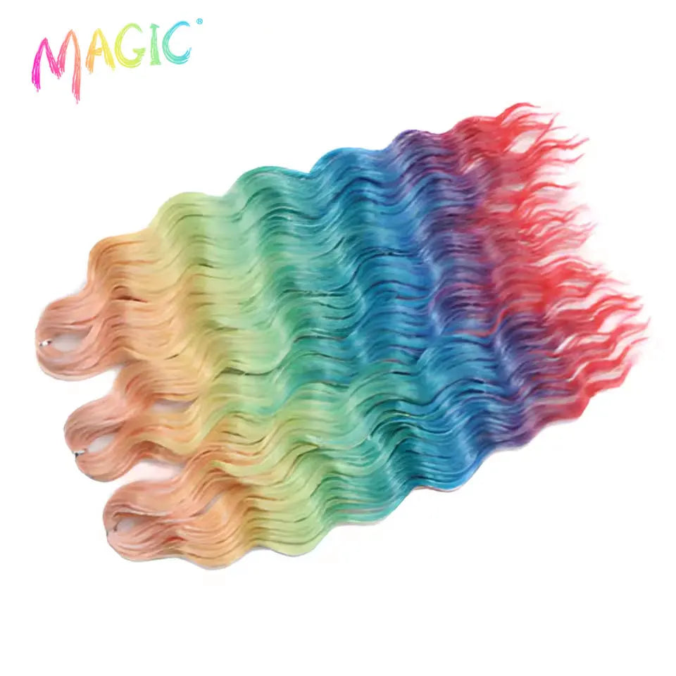 Magic Hair Synthetic Loose Deep Wave Braiding Hair Extensions 24 Inch Water Wave Braid Hair Ombre Blonde Twist Crochet Curly Hai