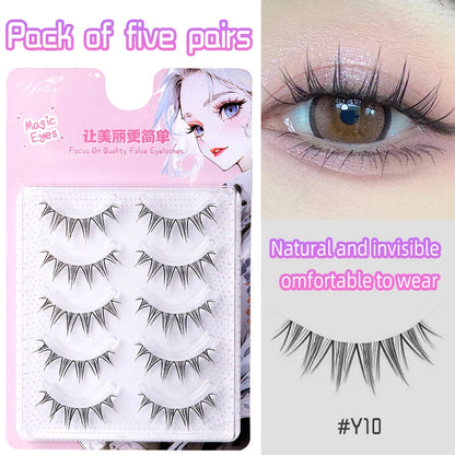 Yelix Manga Lashes With Clear Band Natural Eyelashes Spiky Asiatic Eye Soft Wispy Lashes 2024 Girl Group False Lashes