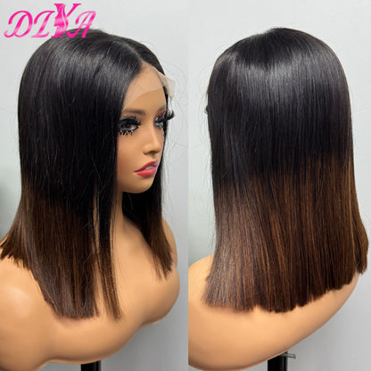 Vietnamese Human Hair 300% Density Double Drawn Bone Straight Bob Human Hair Wigs 5x5 Transparent Lace Closure Wig for Women