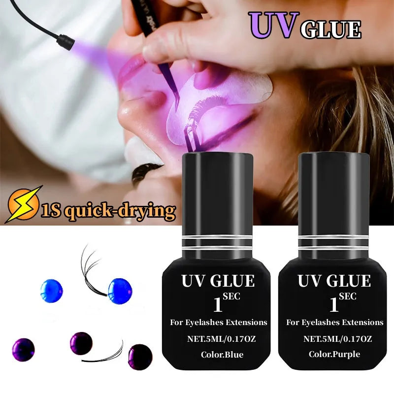3 Bottles UV Lashes Glue For Eyelashes Extension Supplies Waterproof Lasting 1S Quick Dry Adhesive No Irritant Korean Makeup Too