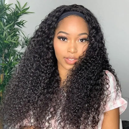 Headband Wig Kinky Curly Human Hair Bundles  10-32 InchesExtension 100g/1PC Brazilian Virgin Hair Natural Black Color