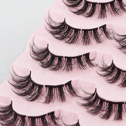 Natural Short False Mink Lashes 3/5/10 Pairs Extensions Eye Hair False Eyelashes 3D Faux Cils Soft Fluffy Eye Lashes for Beauty