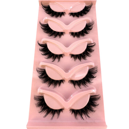 New 5 Pairs Cat Eye Lashes Faux Mink Eyelashes Natural long Manga Lashes Winged End Eye Elongated Eyelashes Fake Lashes Makeup
