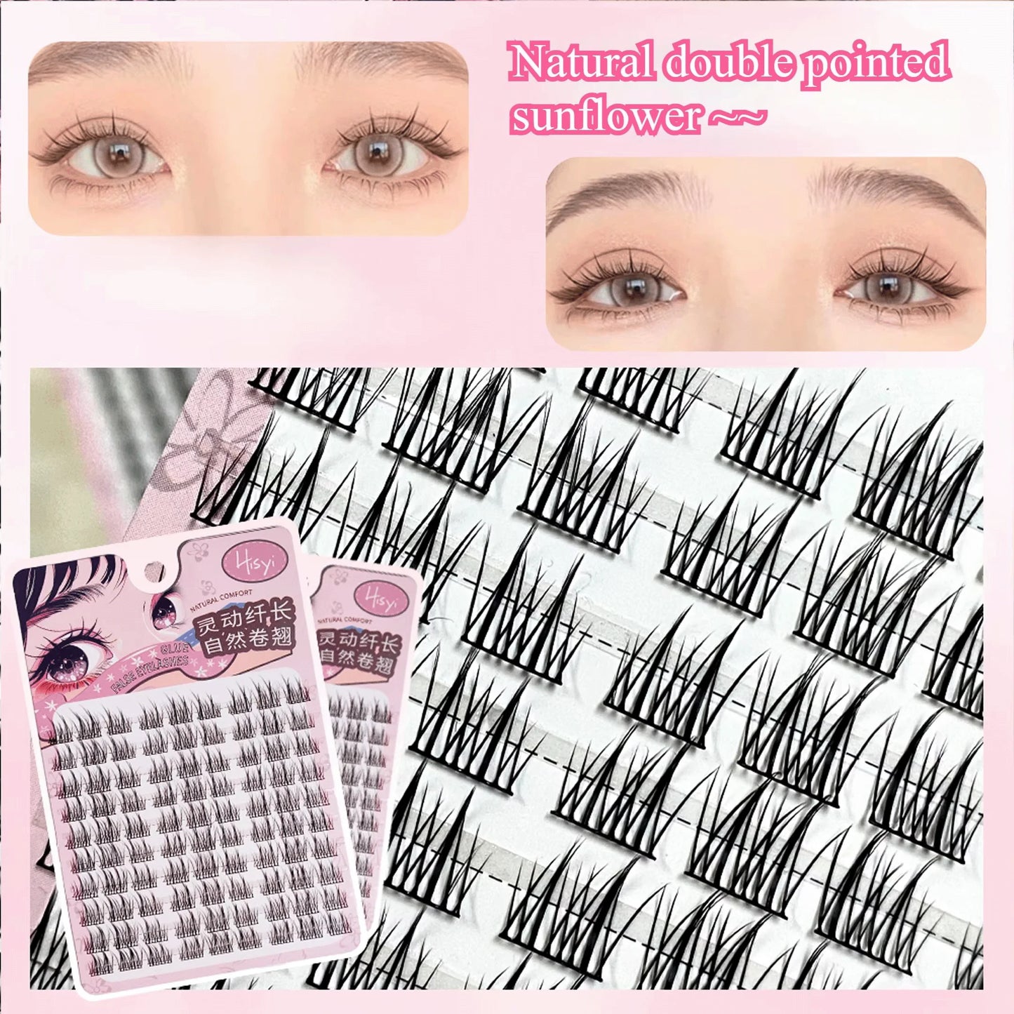 3D DIY Segment False Eyelashes – Glue-Free, Easy Wear, Reusable Cluster Lashes for Natural Korean Look & Eye-Enlarging Daily Mak