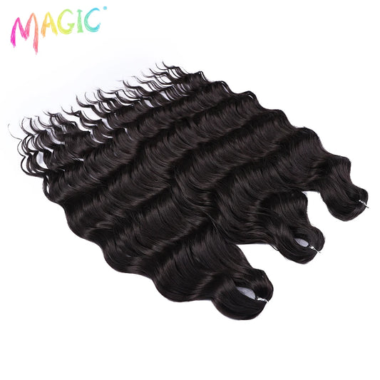 Magic Hair Synthetic Loose Deep Wave Braiding Hair Extensions 24 Inch Water Wave Braid Hair Ombre Blonde Twist Crochet Curly Hai