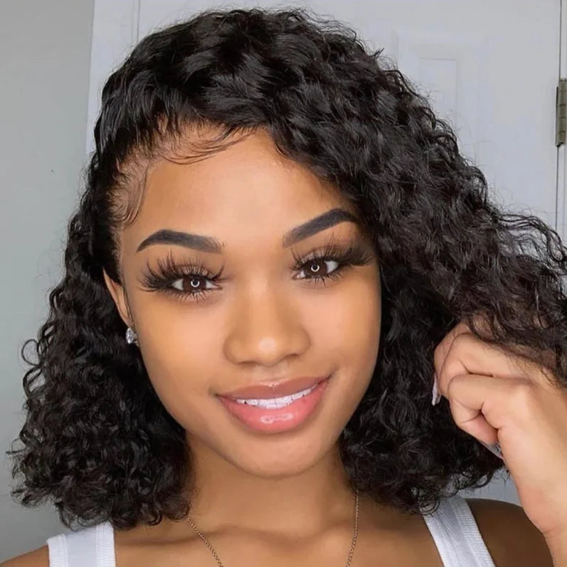 T Part Mongolian Kinky Curly Lace Front Wigs For Women Preplucked With Baby Hair Curly 12A Human Hair Wigs Deep Curls Wig Hair