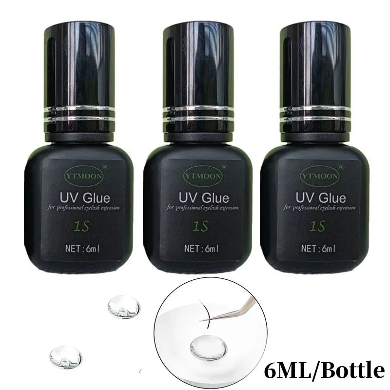 3 Bottles UV Lashes Glue For Eyelashes Extension Supplies Waterproof Lasting 1S Quick Dry Adhesive No Irritant Korean Makeup Too