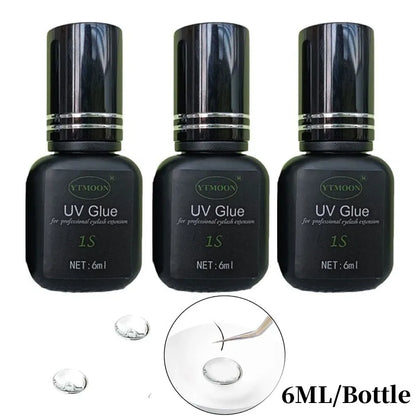 3 Bottles UV Lashes Glue For Eyelashes Extension Supplies Waterproof Lasting 1S Quick Dry Adhesive No Irritant Korean Makeup Too
