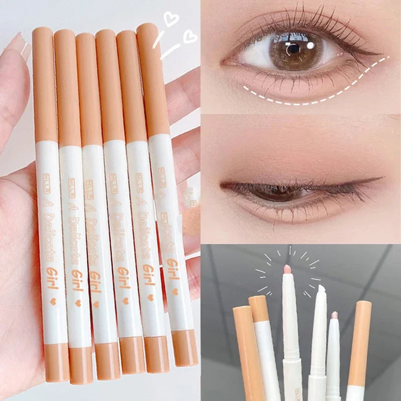 Brown Lying Silkworm Eyeliner Pen Ultra Thin Smooth Lower Eyelash Eyes Liner Pencils Matte Glitter Waterproof Eye Makeup Tools