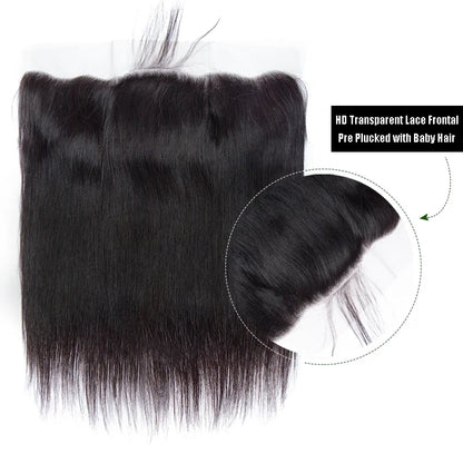 Lemoda HD Transparent Lace Frontal Closure Straight 13x4 13x6 Lace Frontal Only 5x5 6x6 HD Closure Human Hair PrePlucked 14-24in