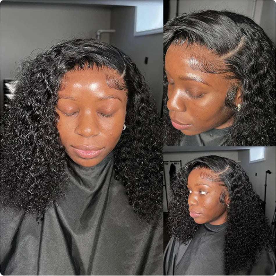 13X4 Mongolian Kinky Curly Lace Front Wigs For Women Preplucked With Baby Hair Curly 12A Human Hair Wigs Deep Curls Wig