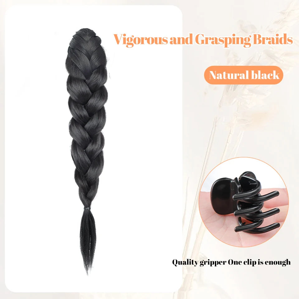 Ponytail Extension Bow Claw Curly Wavy Clip in Hairpiece Ponytail Hair Extensions Long Pony Tail Synthetic for Women Girl Daily