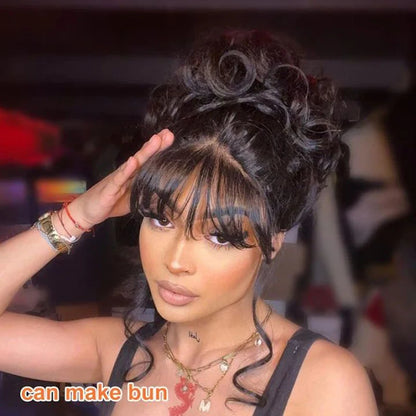 360 Full Lace Frontal Wig Fringe Body Wave Lace Front Wig Human Hair Wigs With Bangs Glueless Brazilian Wigs On Sale Clearance