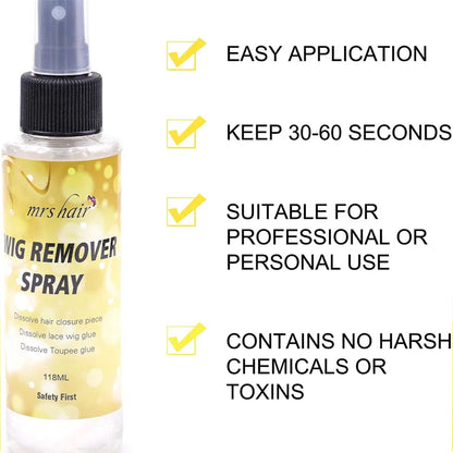 Hair Glue Remover lace wig glue remover for tape hair extension 118ml transparent wig Glue Remover for removing tape glue