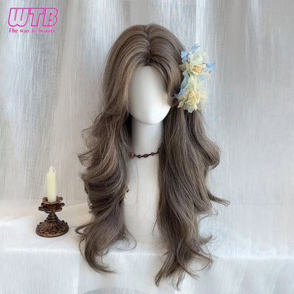 Syntietic WIGS Popular Black Long Deep Wave Hair Lolita Wigs With Bangs Synthetic Wig For Women Fashion Thick Curls Wigs Girl