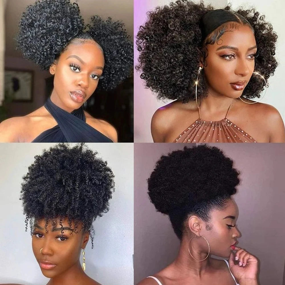 Mongolian Afro Kinky Curly Bundles Human Hair Afro Kinky Bulk Human Hair Unprocessed Virgin Hair Bundles for Women Natural Black