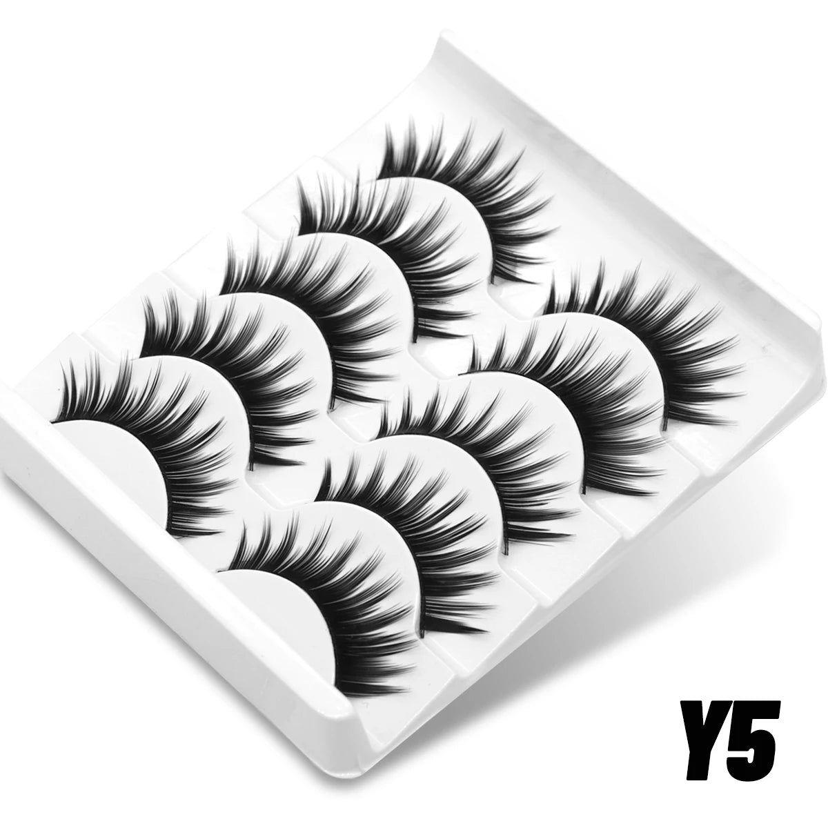GROINNEYA Cat Eye Effect Natural 5/10 Pairs Elongated eye tail Lashes Look Soft Wispy Mink Eyelashes Full Strip Lashes Extension