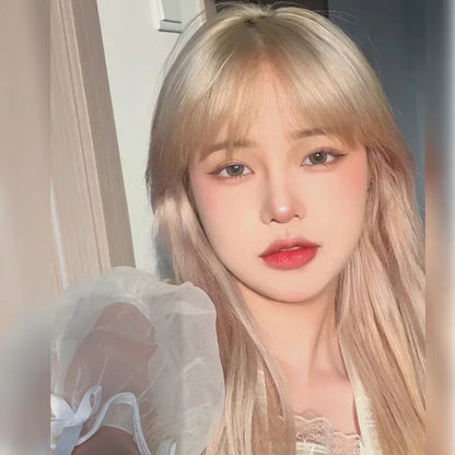 Whtie Wig with Bangs Long Straight Cosplay Wig for Party Fashion Lolita Headband Synthetic Wigs for Women