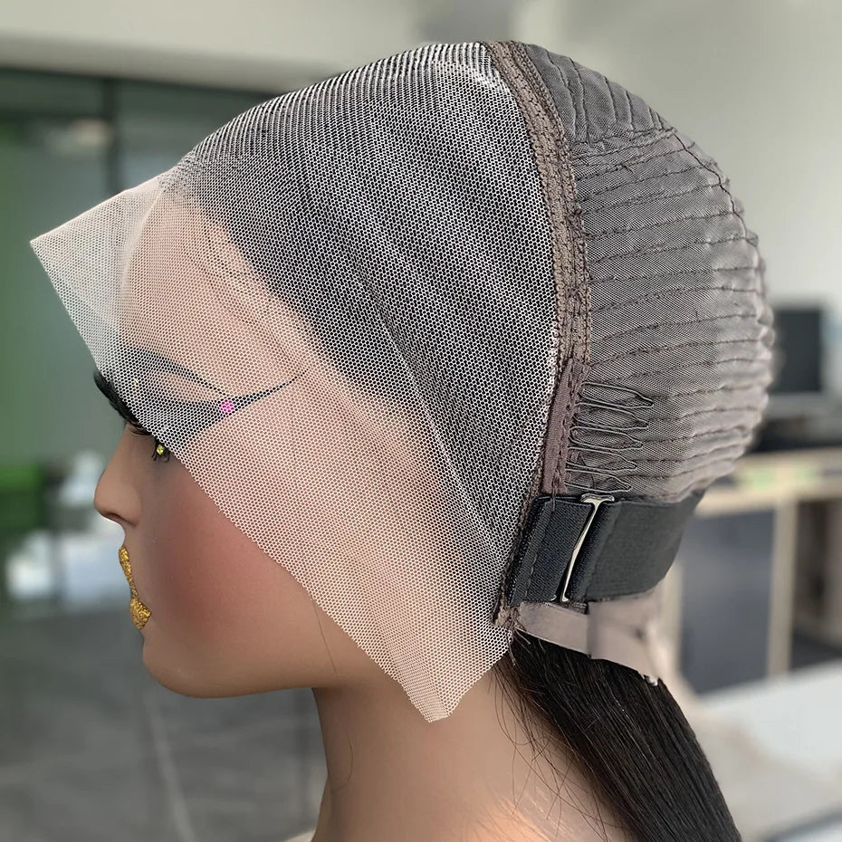 Raw Vietnamese Hair 250 Density 100 Human Hair Lace Frontal Wigs Kinky Straight Natural Black Bob Wig Lace Front Human Hair Wigs